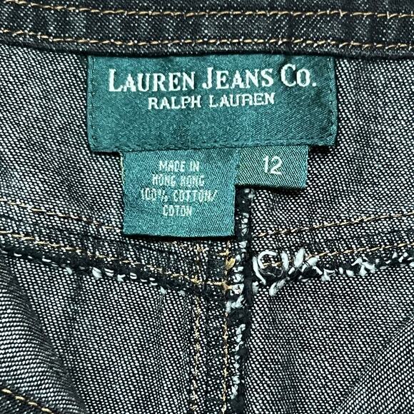 Ralph Lauren Denim Short Skirt Sz 12 Button Front Cargo Pockets Dark Wash A-Line - Picture 13 of 13